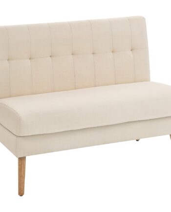 -personers Sofa  Tykpolstret Ryglæn  Træben  Tyk Polstring  Linnedlook  Til Små Rum  Beige