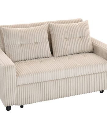 -personers Sovesofa  Fløjlsbetræk  Kan Laves Om Til En Sovesofa    Hynder  Sidelommer  157   190 Cm  Cremehvid